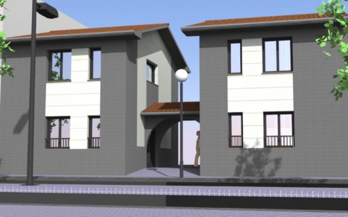 Render viviendas adosadas. Binaced. Brualla-Alcaraz. Arquitectos.