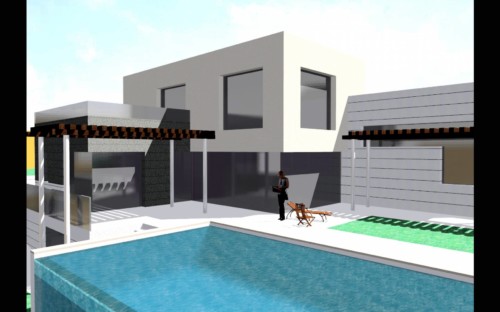 Vivienda unifamiliar aislada con garaje. Monzón. Huesca. Arquitectos. Brualla Alcaraz. 1. Piscina 2